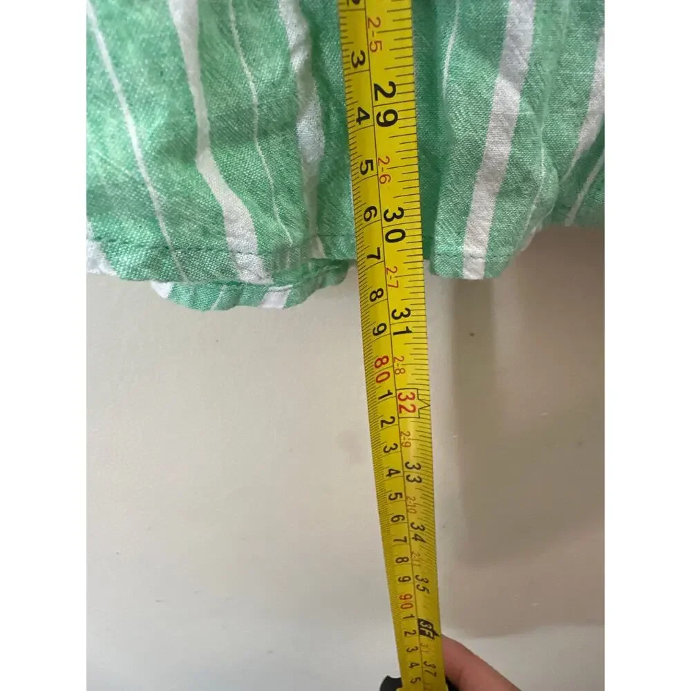 Aerie green and white striped linen blend button-down cover-up shirt M K - Picture 4 of 5